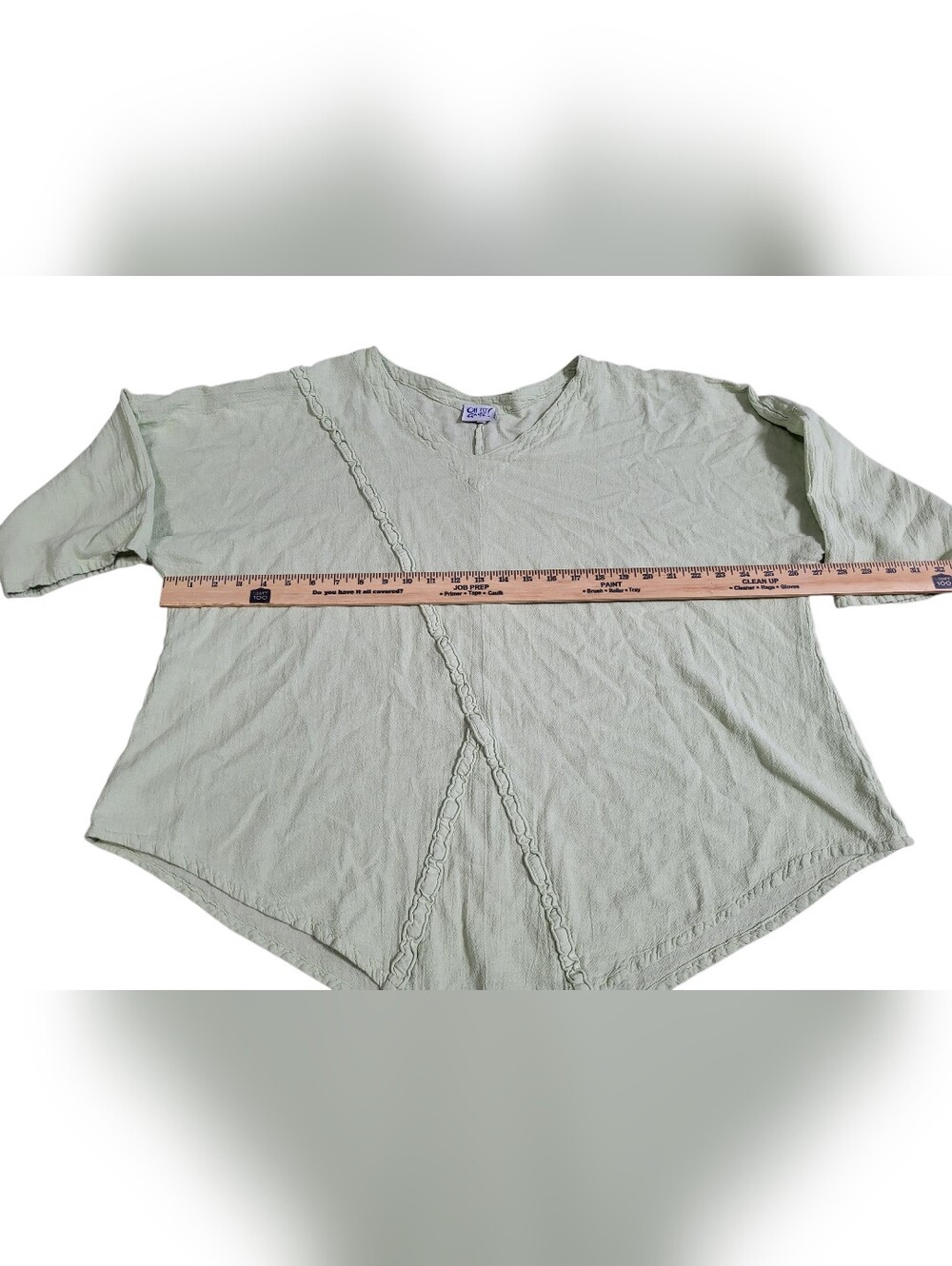 Oh My Gauze Tunic Top Women's 2/XL Green Cotton Gauze Asymmetrical Hem Lagenlook - Picture 4 of 7